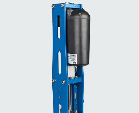 Close-up of knife gate valve with linear actuators