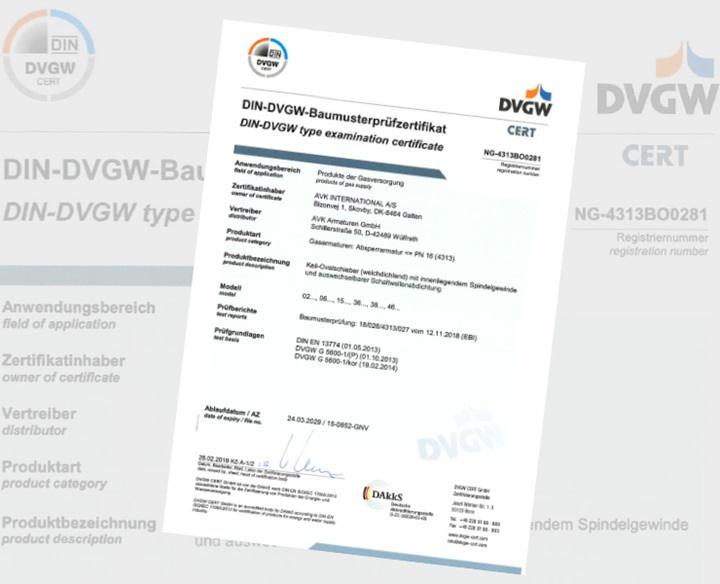 DVGW approvl for gas gate valves