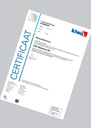 Kiwa productcertificaat roestvast stalen reparatieklemmen