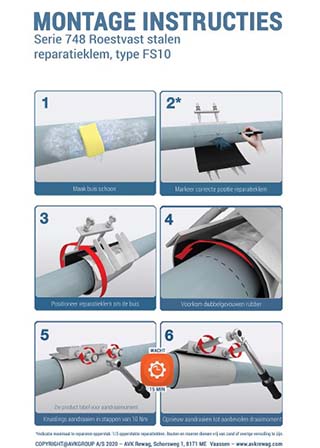 Montage instructie reparatieklem FS10