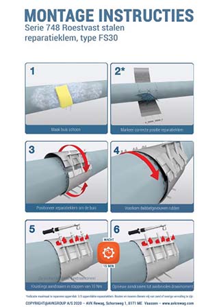 Montage instructie reparatieklem FS30