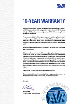 Ten years warranty for AVK valves